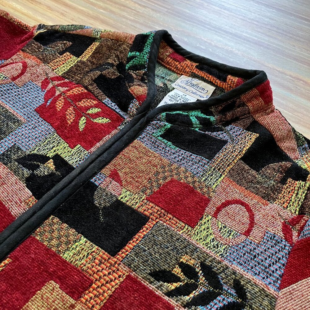Textured Chenille Coat Patchwork Tapestry Jacket Tradition Country Collection - Picture 3 of 6